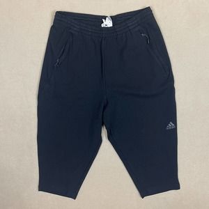 Adidas Cropped Training Jogger Sweatpants Mens M Black Elastic Waist Tapered